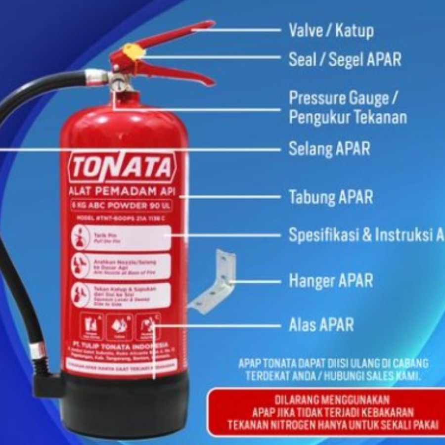 Tabung APAR Tonata ABC Powder 6kg SNI termasuk Box - depan