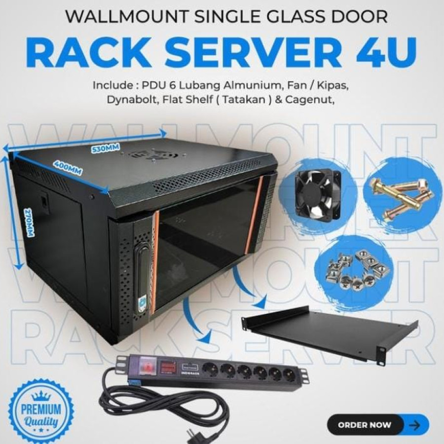 Wallmount 4U / rack 4U / rack server 4U - 4U (pemasangan gratis)