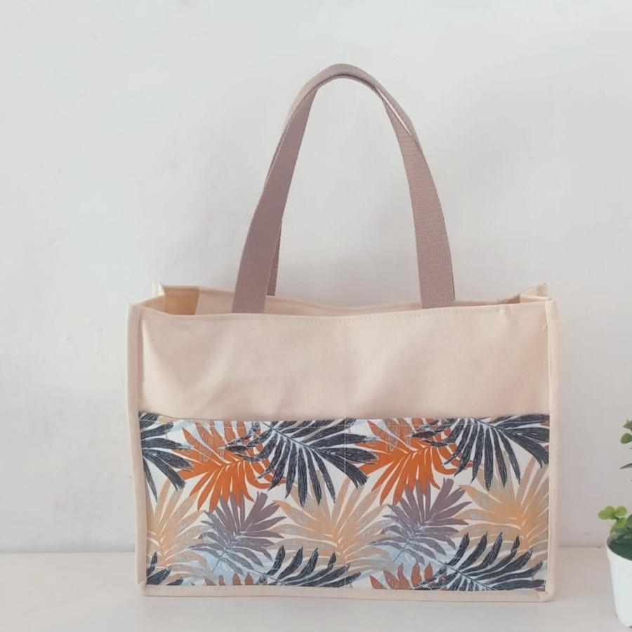Totebag Goni mix Kanvas motif Bunga - utama