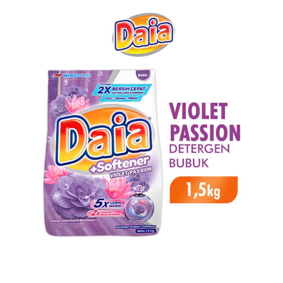Daia Detergen Bubuk + Softener All Varians 1,5kg - depan