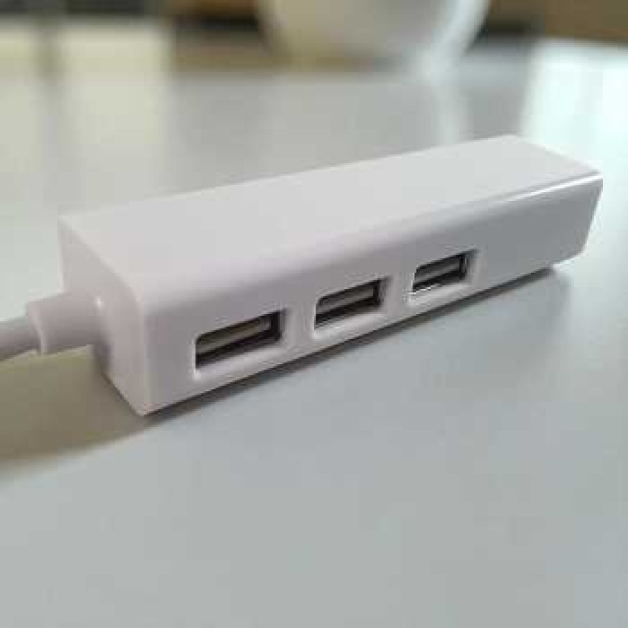 USB to LAN Ethernet External Network Card with USB Hub - DJLH-3100 - White - samping