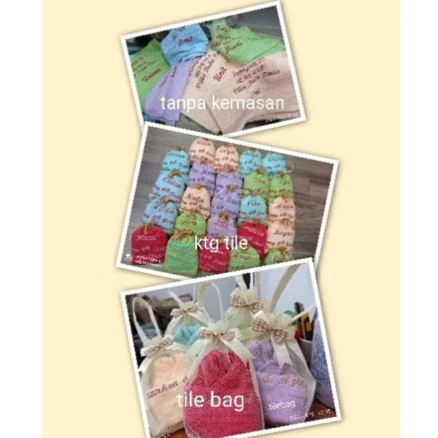 Handuk Merah Putih Custum Border Size 30X70 CM - detail