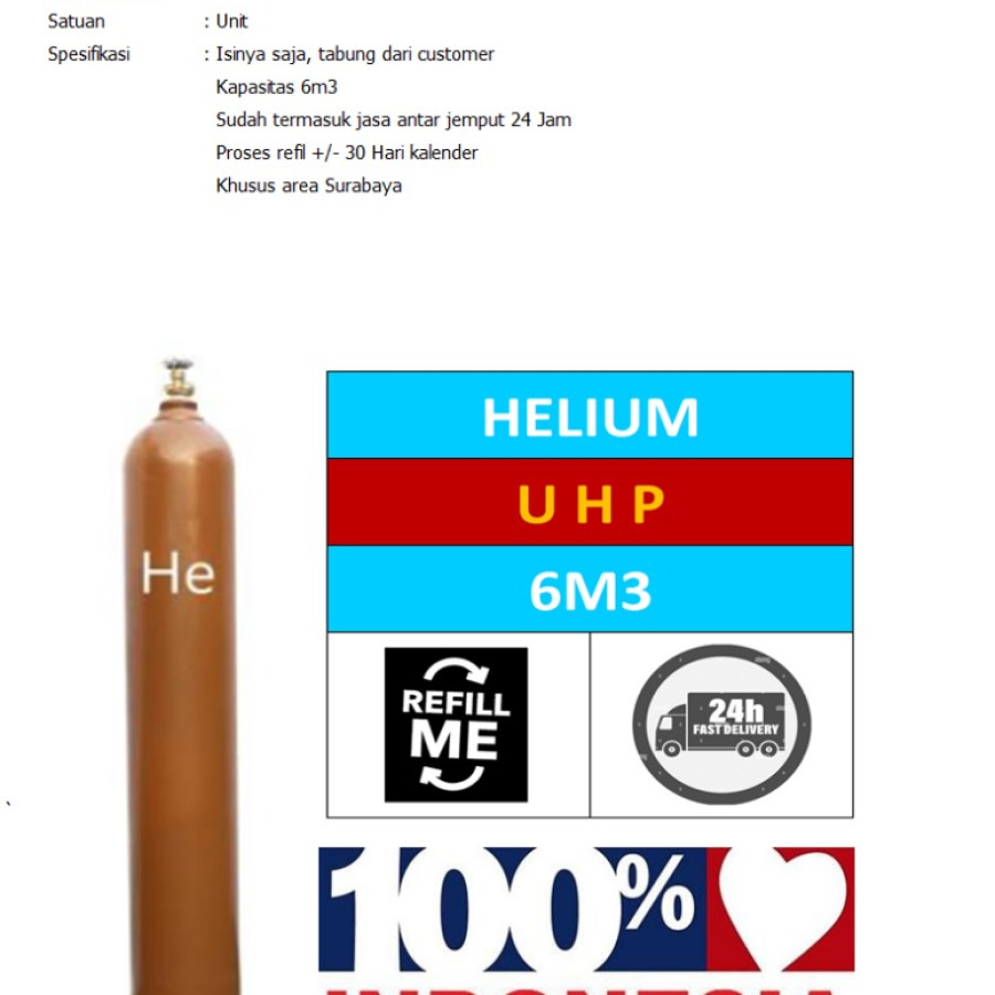 Refill Gas Helium UHP