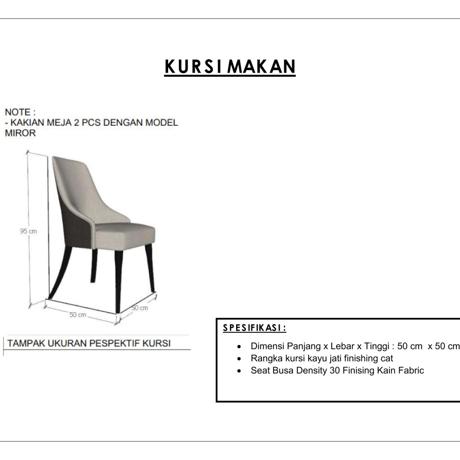 MEJA MAKAN + KURSI MAKAN SET - samping