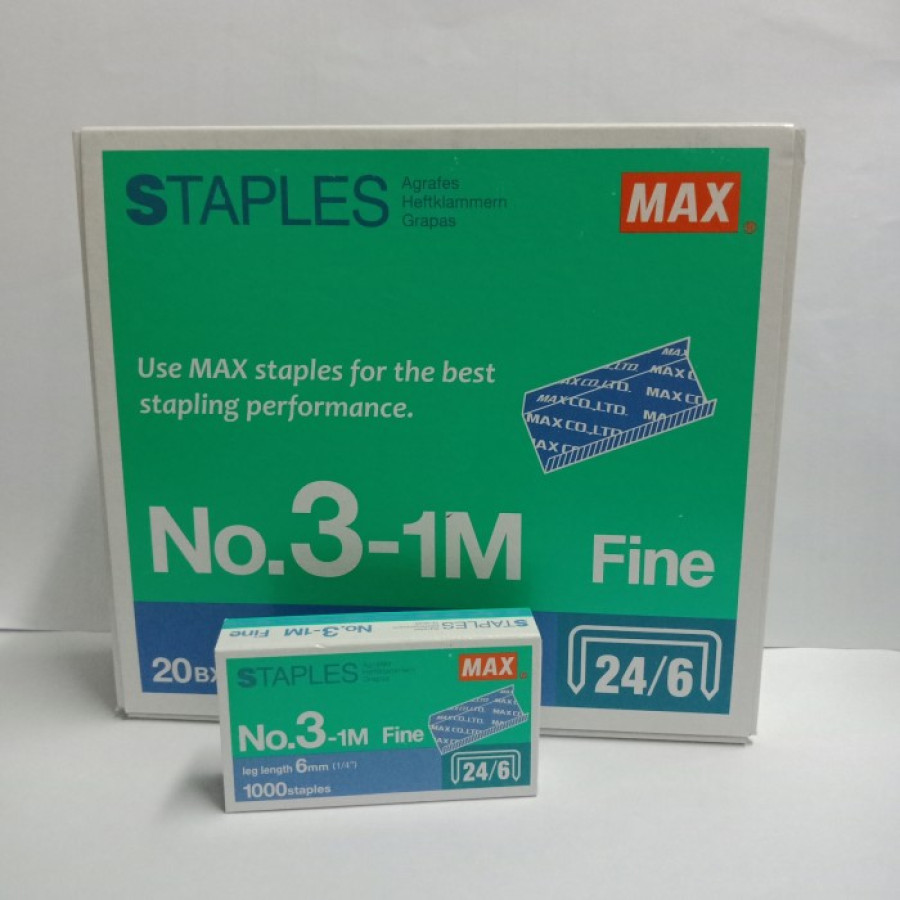 isi staples sedang no.3 isi 20 box max - utama