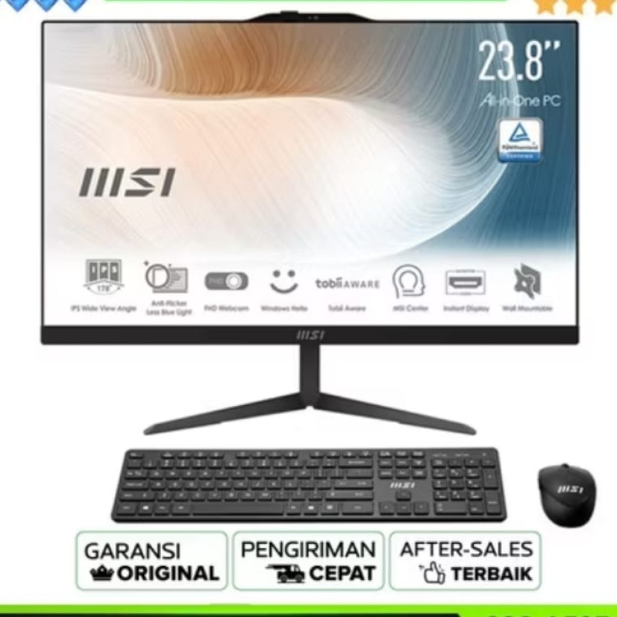 PC All-in-One  MSI AM242 12M Modern Intel Core i3-1215U, RAM 8GB, SSD 512GB, Intel UHD Graphics, 23.8" FHD, Keyboard + Mouse, Win 11 Home + OHS 2021