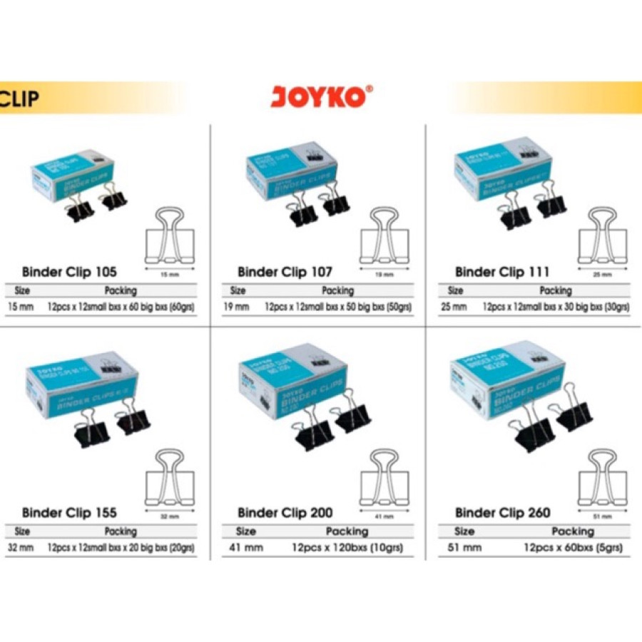 Joyko Binder Clips No. 107