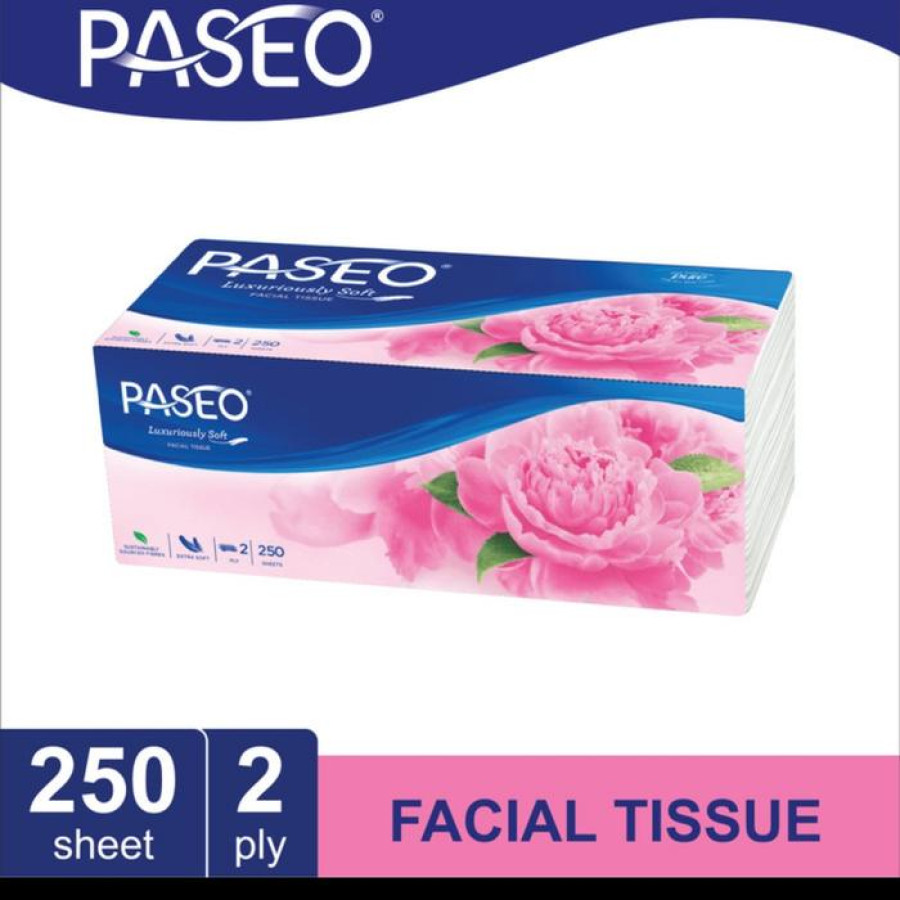 Paseo luxuriously soft facial tissue 2 ply 250 sheet - detail