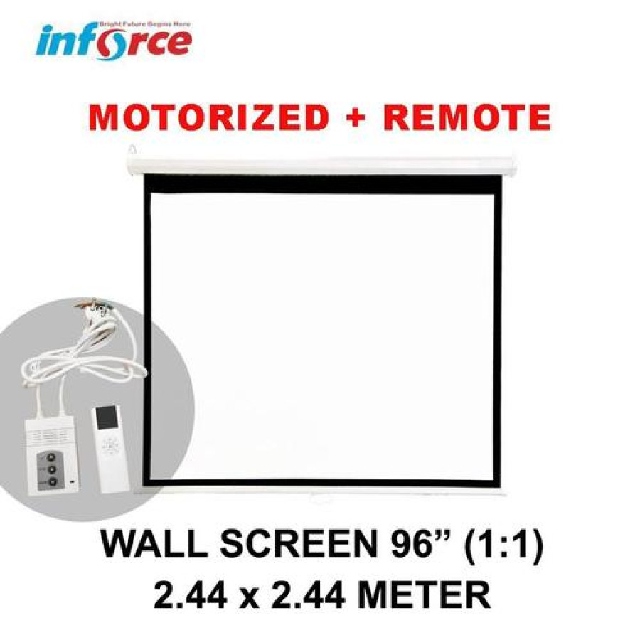 Wall Screen Projector Motorized + Remote 96 1:1 / Layar Inforce