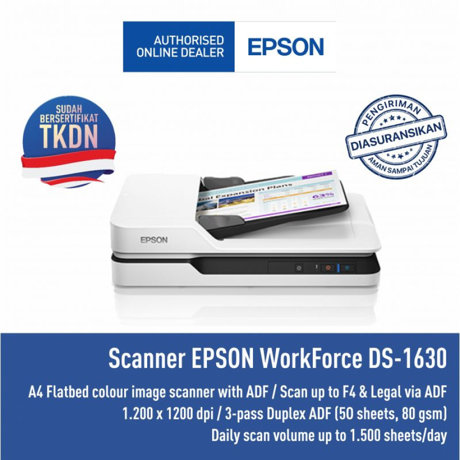 Scanner EPSON WorkForce DS-1630 Duplex ADF TKD - utama