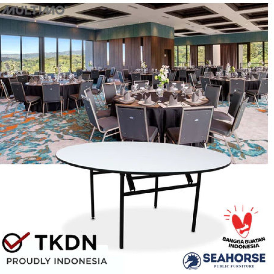 Meja Lipat Bundar Meja Resto Meja Pesta Meja Banquet - Seahorse FORTUNE Ø160 Multiplek Paded