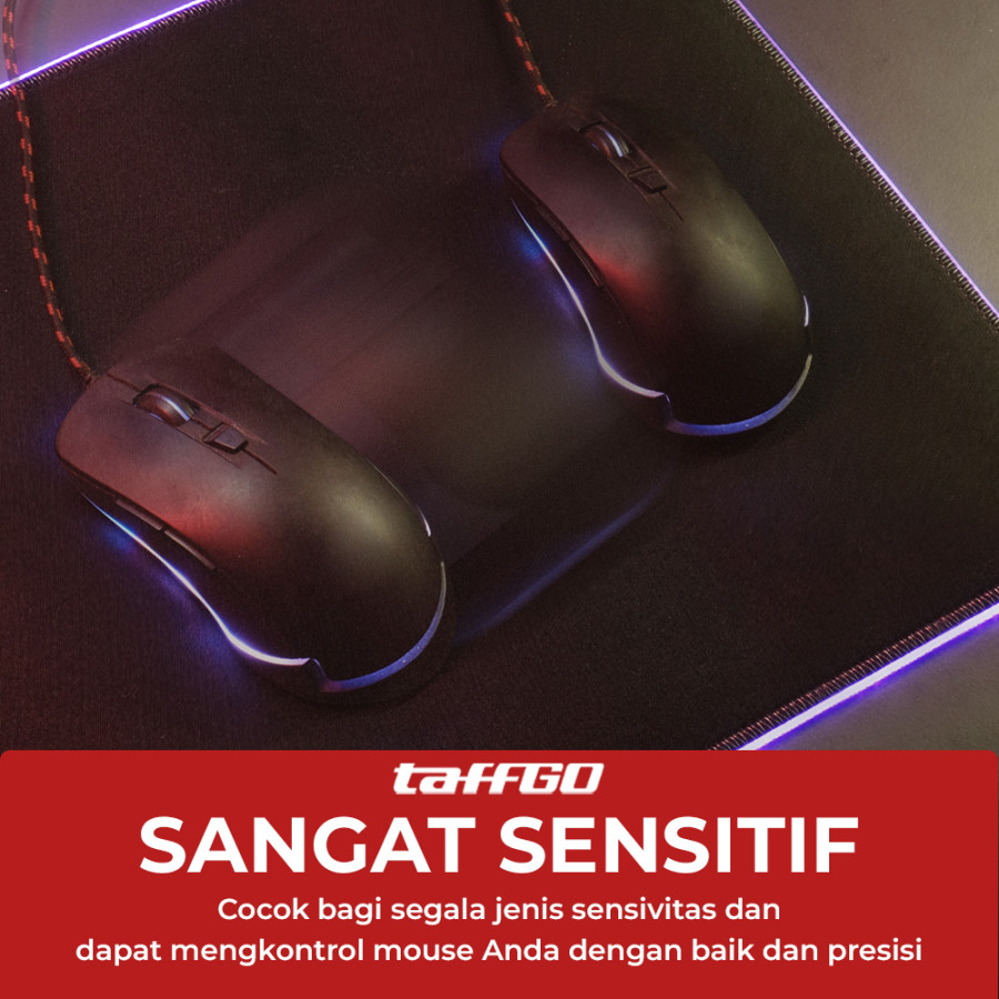 TaffGO Gaming Mouse Pad Glowing RGB LED High Precision 250x350x4mm - Black - samping