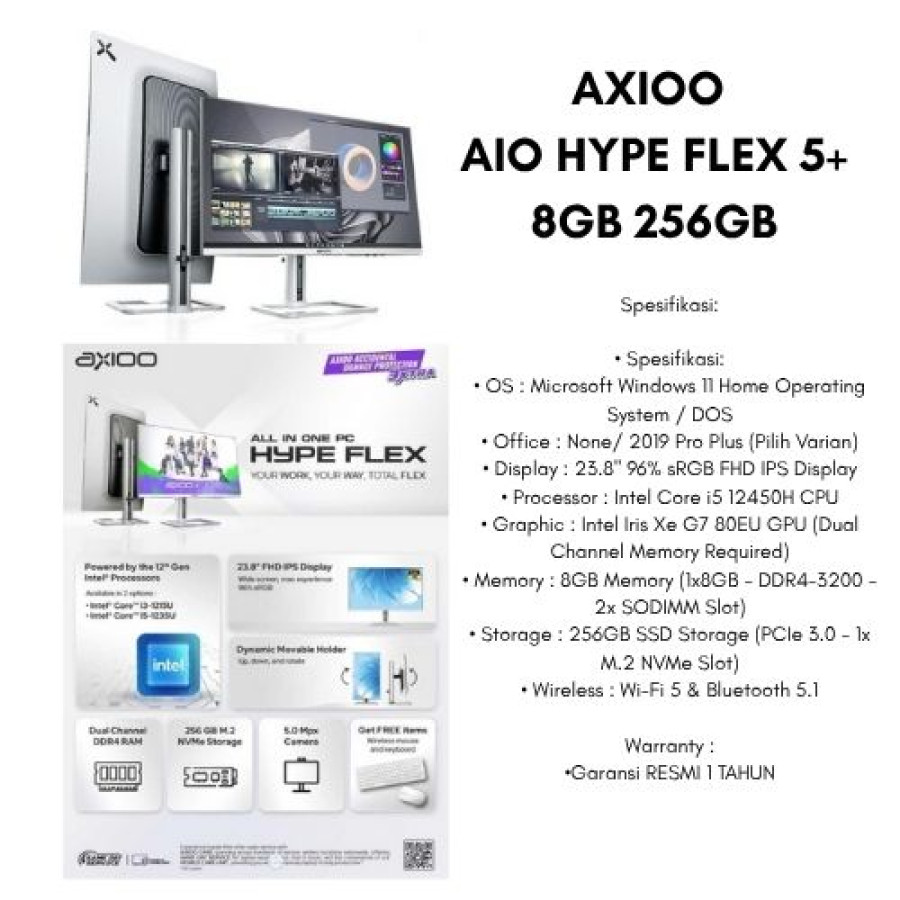 AXIOO All-In-One PC Hype Flex 5+ (8GB/256GB)