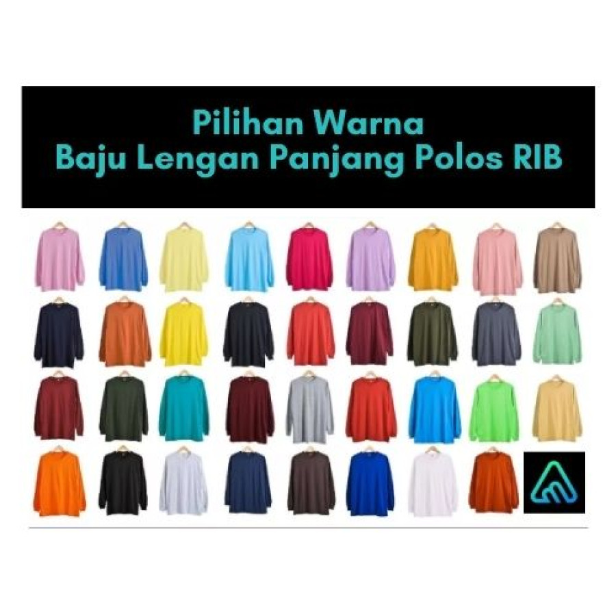 Kaos Lengan Panjang Polos RIB Bahan Cutton Combad 30S - depan