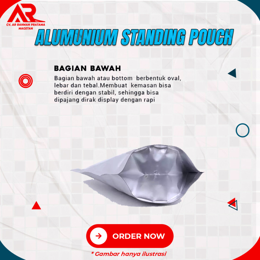 Alumunium Standing Pouch 500 Gram - samping