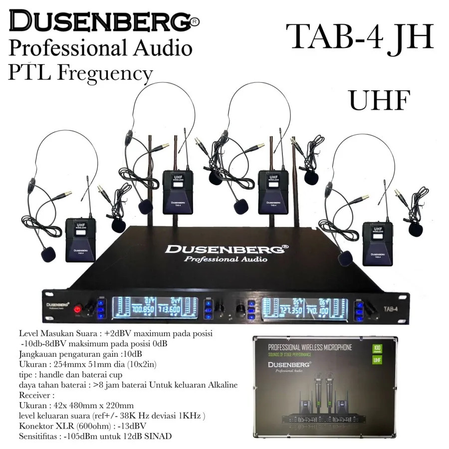 Mic Wireless Dusenberg TAB4 Clip On dan Stand mic - utama