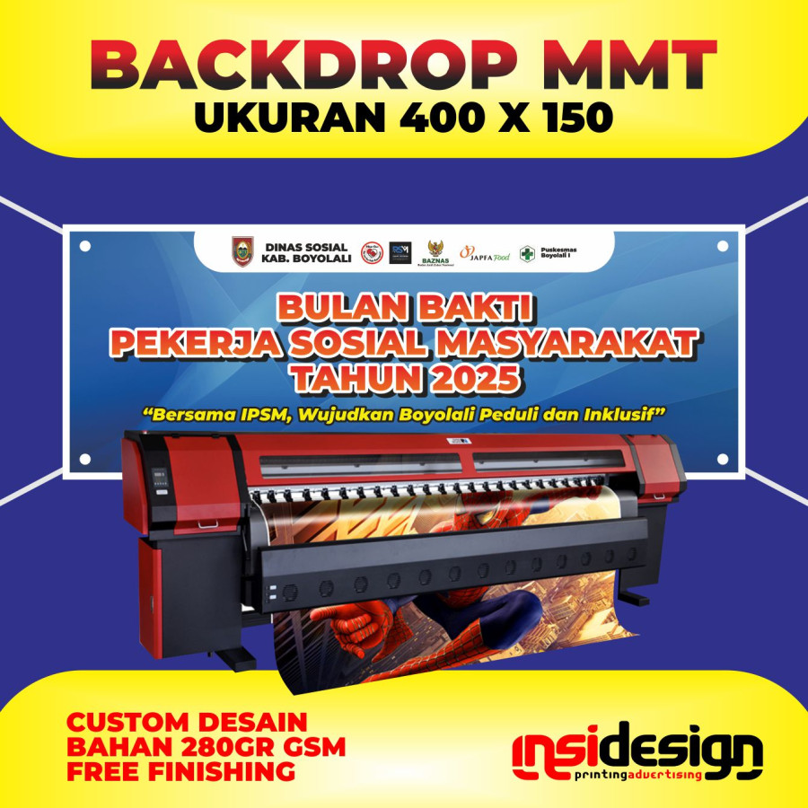 Backrop MMT Bulan Bakti Pekerja uk. 400 x 150 gsm