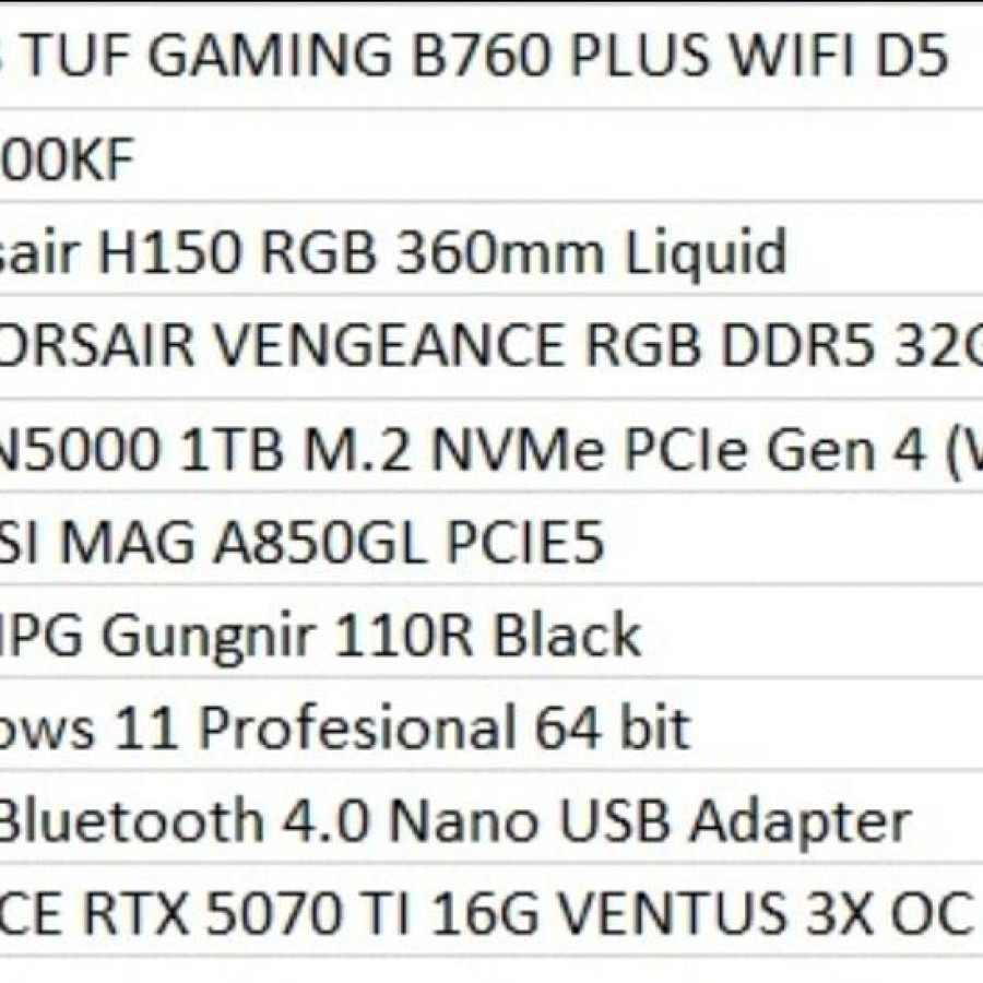 SET Komputer Desktop ASUS TUF Gaming B760 - depan