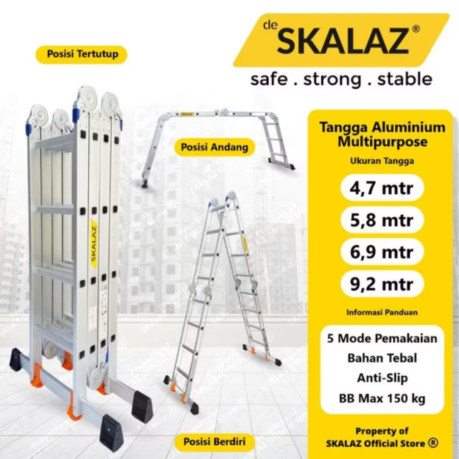 Skalaz Tangga Lipat Multifungsi 6.9 Meter Allumunium