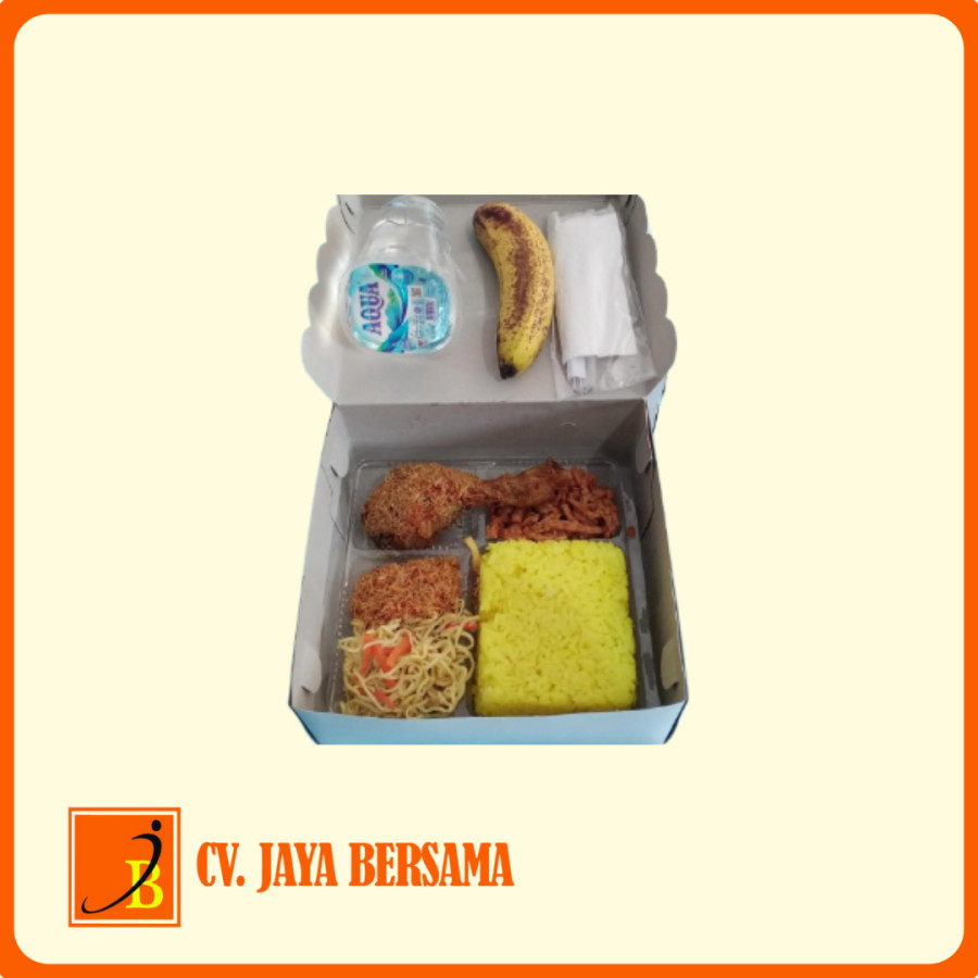 Nasi Kuning Campur + Air Mineral + Buah