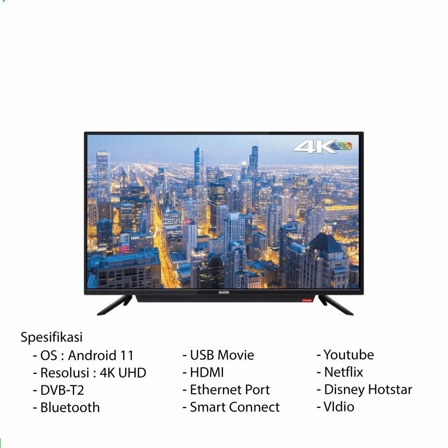 LED TV AKARI AT-5550B Android Smart TV 50 Inch With Bluetooth - depan