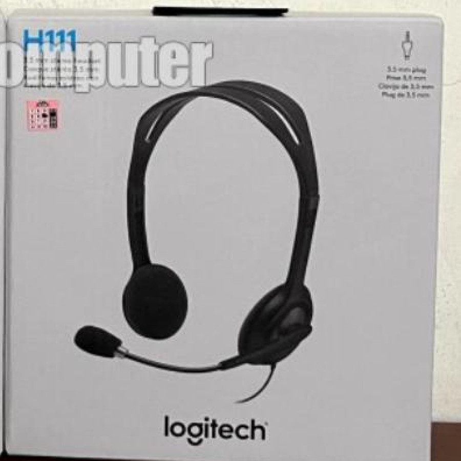 Headset Logitech H111 c/w kabel extend 2mtr - depan