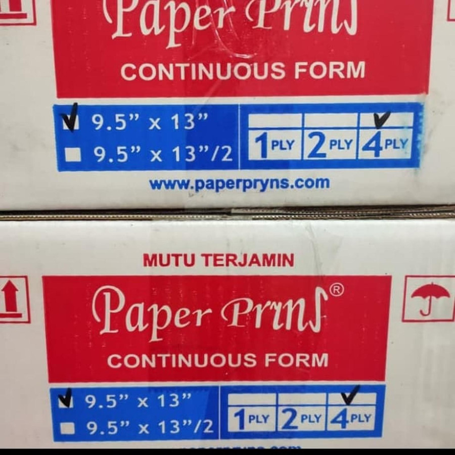 Paperpryns Kertas Continuous Form 4 PLY NCR Folio 9,5" x 13" - depan