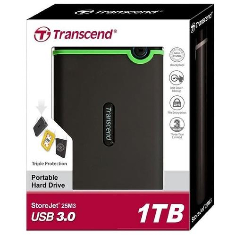 Transcend 25M3 1TB - HDD / Hardisk / Harddisk External 2.5" Shockproof - utama