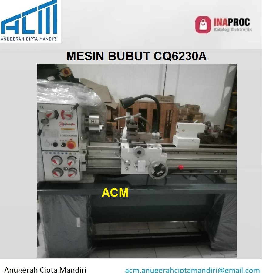 MESIN BUBUT BESI / LATHE MESIN CQ 6230A - depan