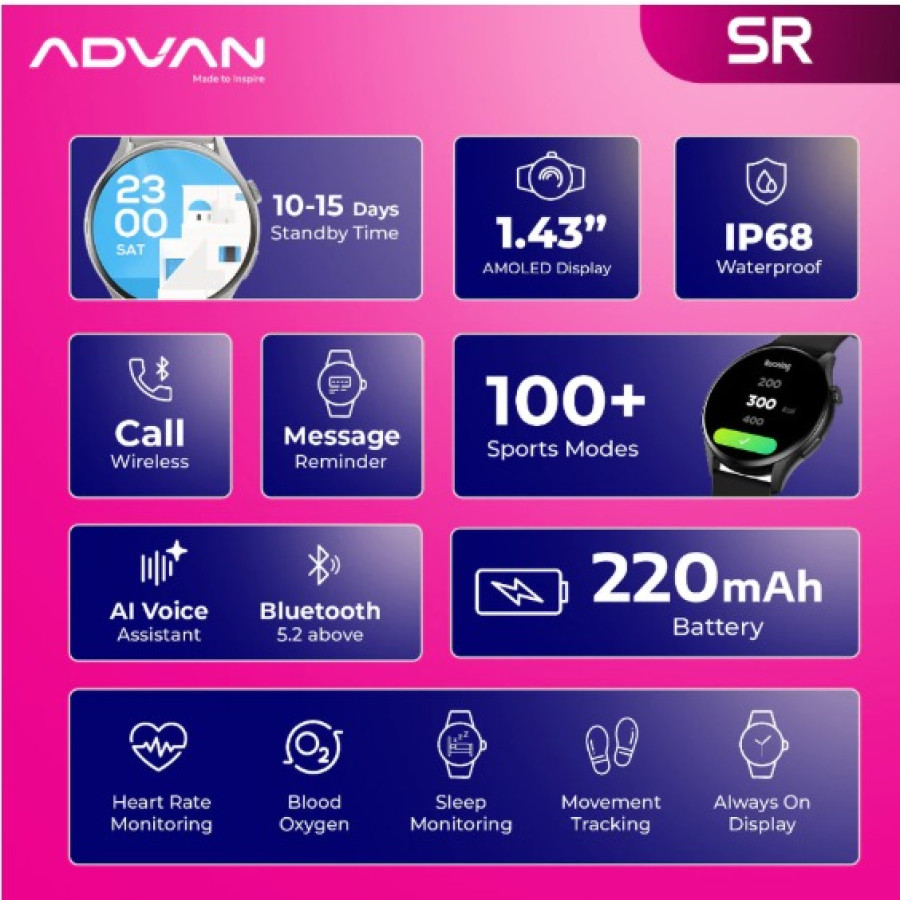 ADVAN Smartwatch SR Ai Voice Assistant - detail