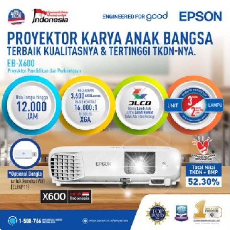 Epson EB X600 Projector TKDN XGA 3600 Lumens - utama