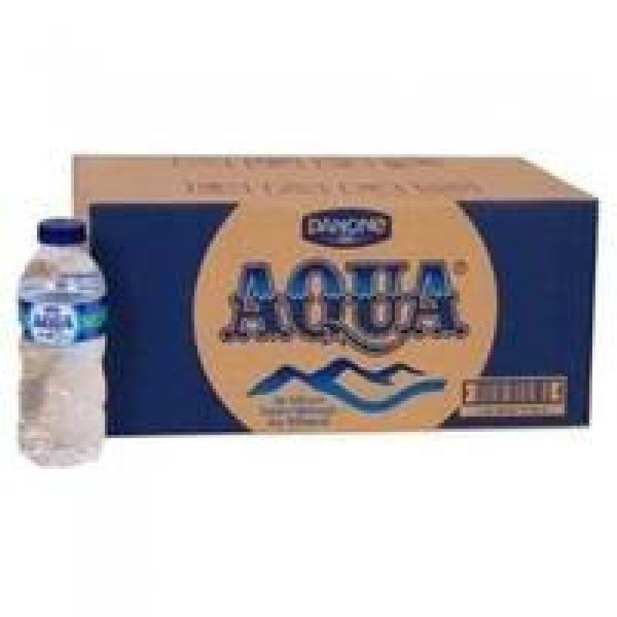 Air Mineral Aqua 330ml Dus (24 botol) - depan