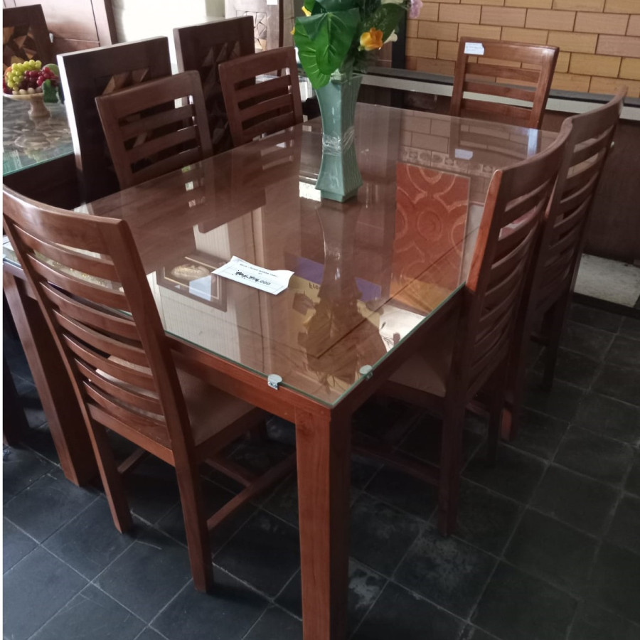 SATU SET MEJA MAKAN - BAHAN KAYU JATI - utama