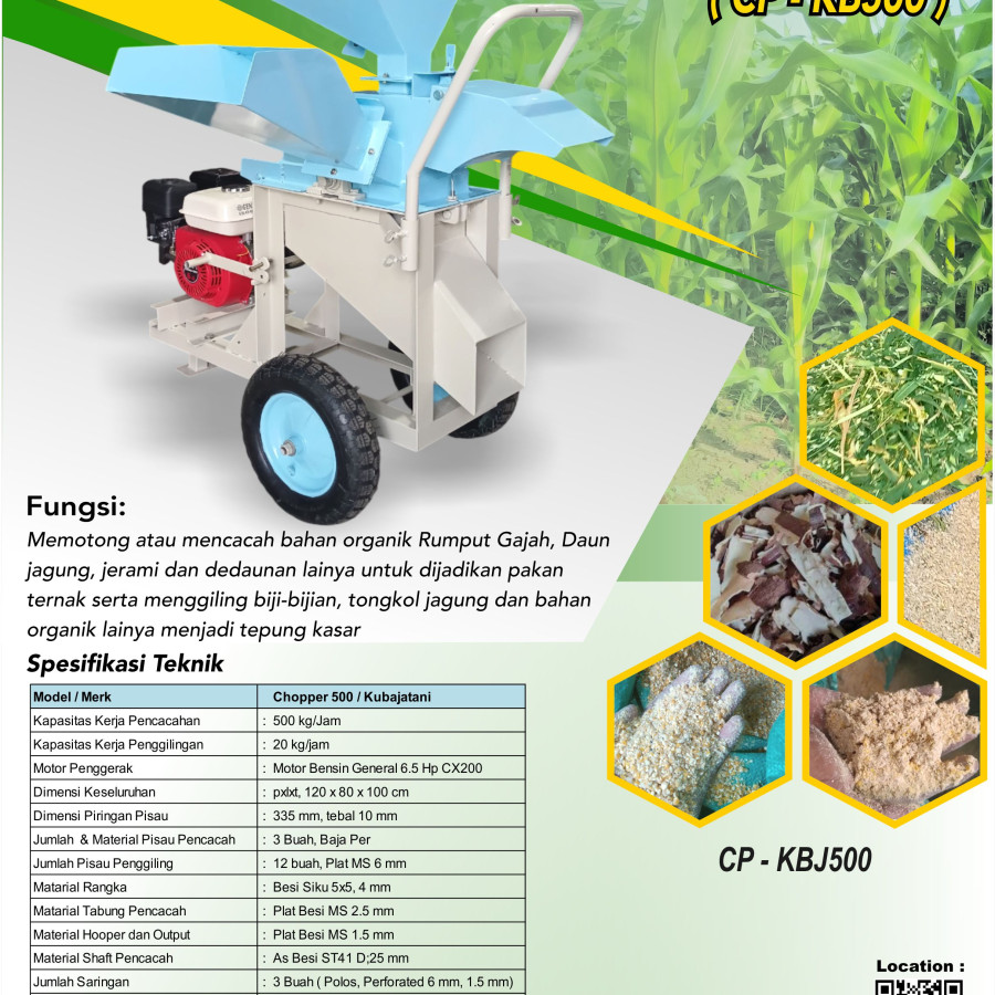 PENCACAH PAKAN TERNAK CHOPPER MULTIFUNGSI CP-KB500