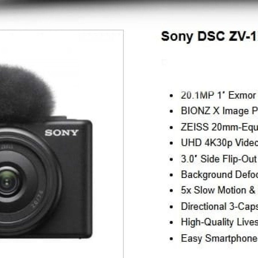 Digital Camera Sony ZF-1F Black include memory Sandisk 32GB 100 MB/s - utama
