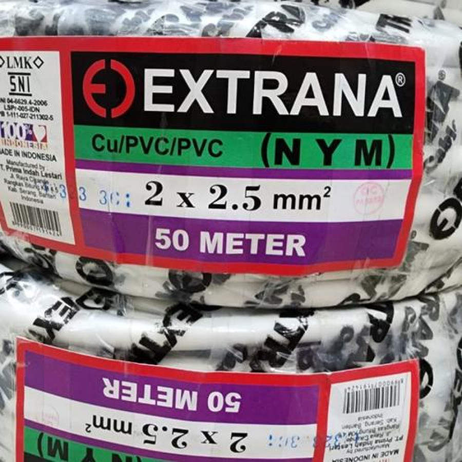 Kabel NYM Extrana Uk. 2 x 2.5 Mm, Panjang 50 Meter