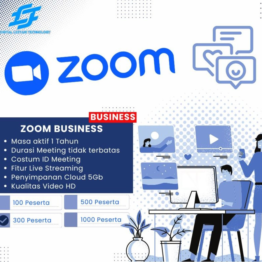 Zoom Meeting 300 Participant Licence Bussines 1 Tahun - depan