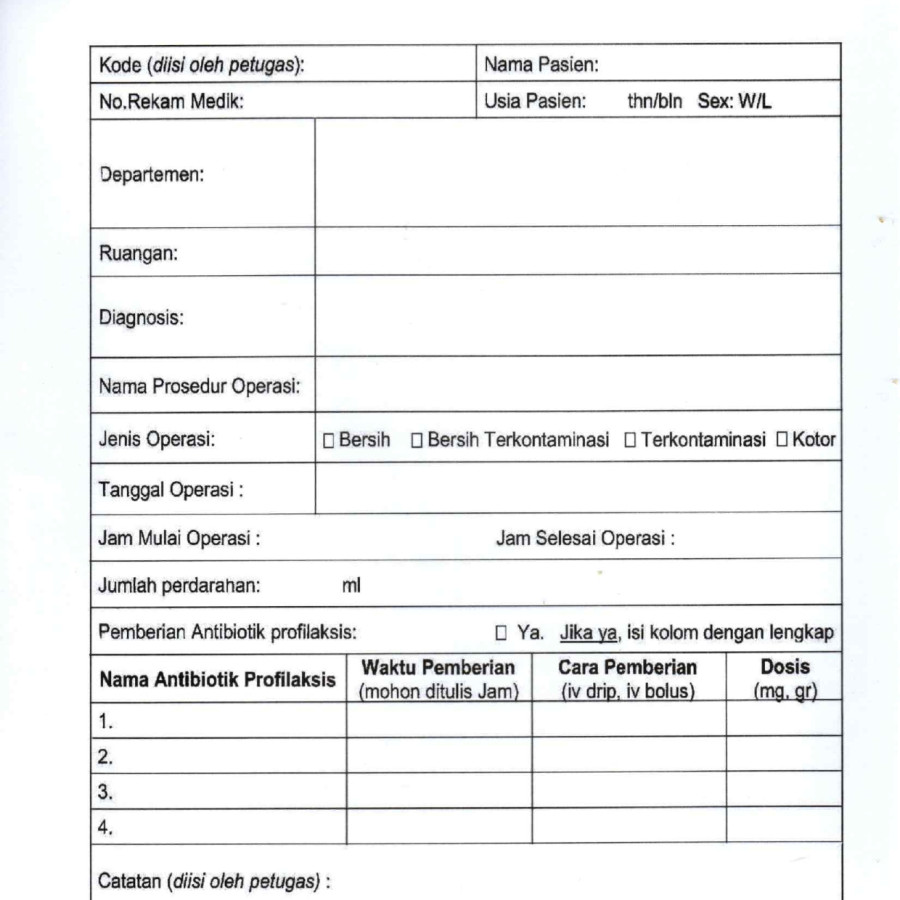 Formulir Surveilans Kualitatif Antibiotik