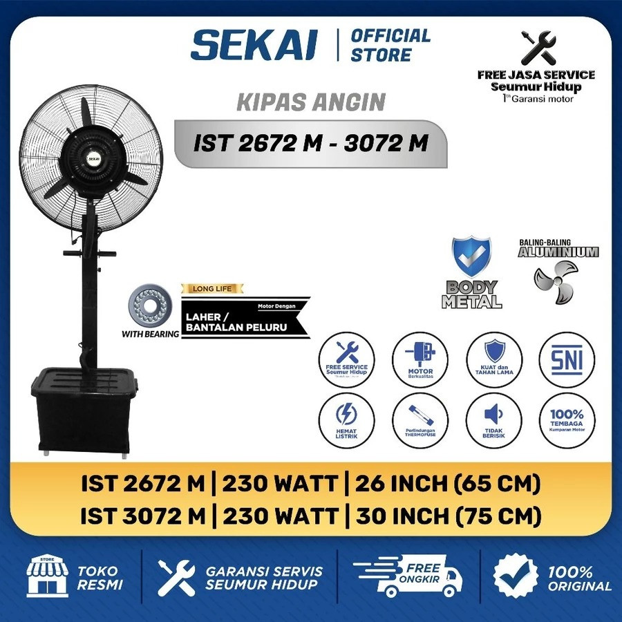 Kipas Angin Uap / Misty Fan 30 Inch, 38 Liter ( MERK SEKAI ) - utama