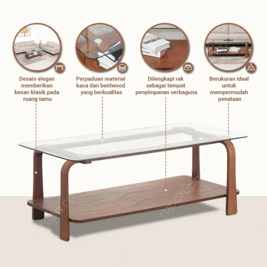 Informa Nagano Meja Tamu Rectangle - samping