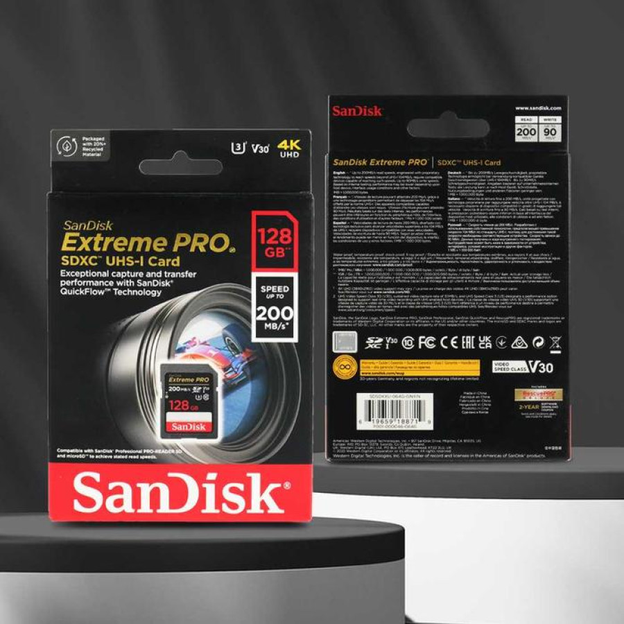 SD Card Sandisk SDXC Extreme Pro 128GB up to 200Mbps - detail