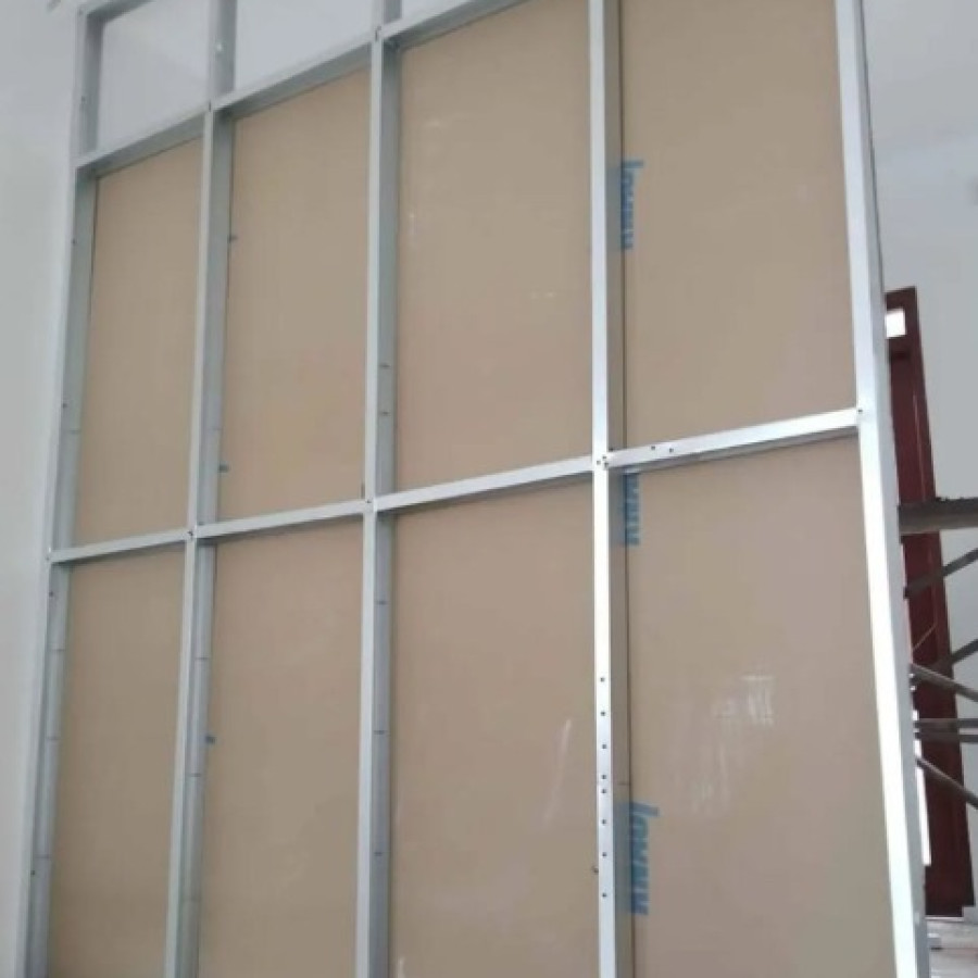 Pasang Partisi Gypsum 2 sisi + rangka Kanal C75 Tebal 0,75 - depan