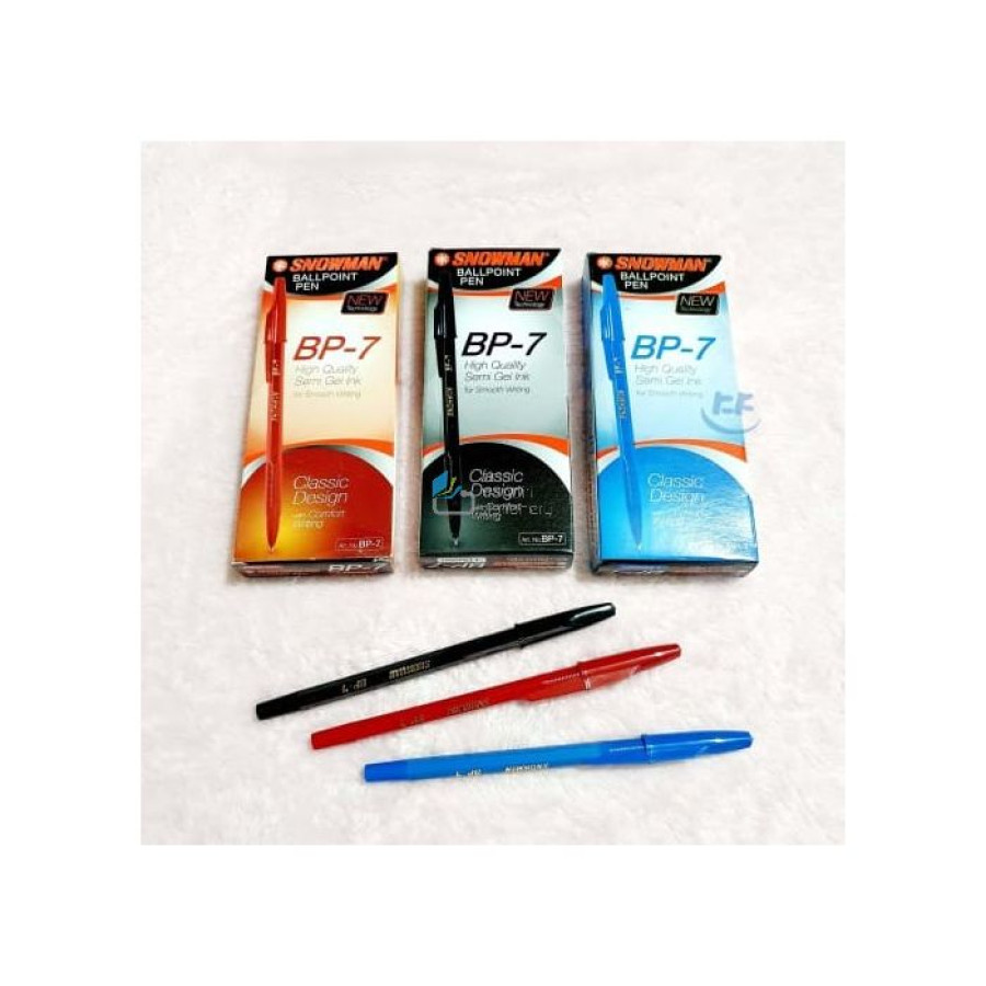 Bolpoint Hitam / Merah / Biru Snowman - depan