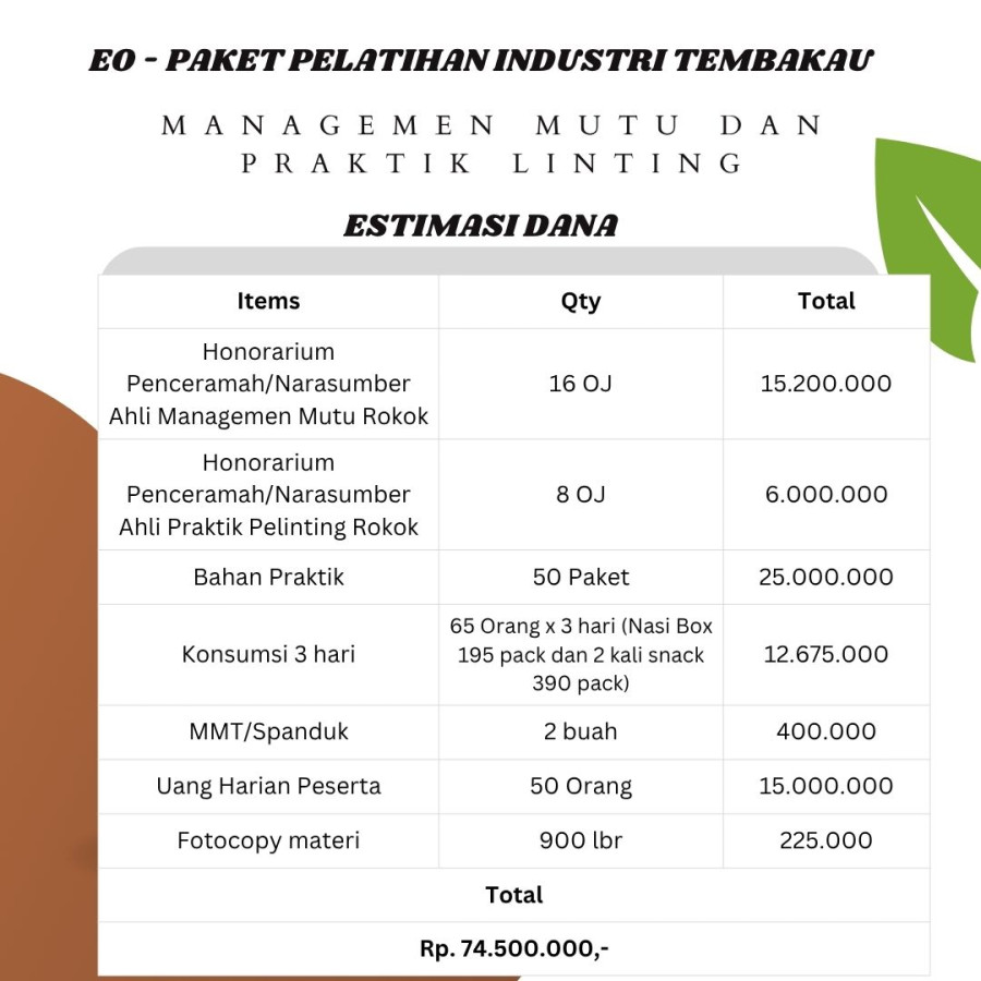 EO - Pelatihan Industri Tembakau - samping