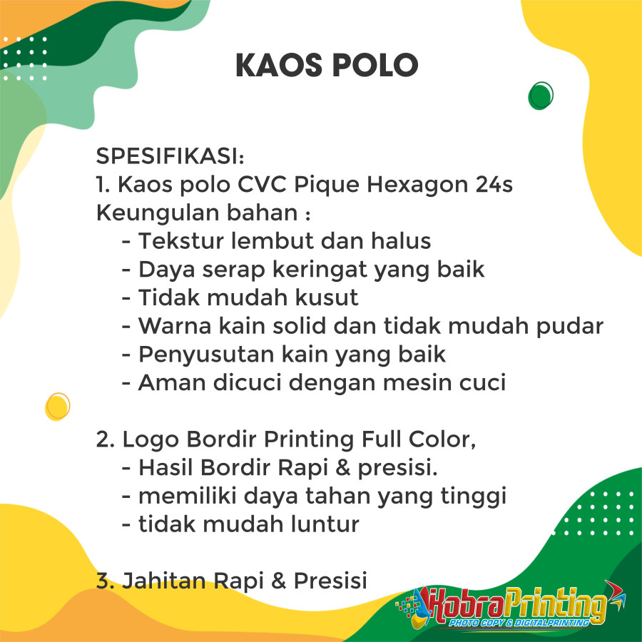 JASA SABLON KAOS POLO/ OBLONG - depan