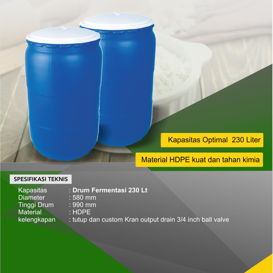 Drum Perendaman Fermentasi HDPE + Kran output