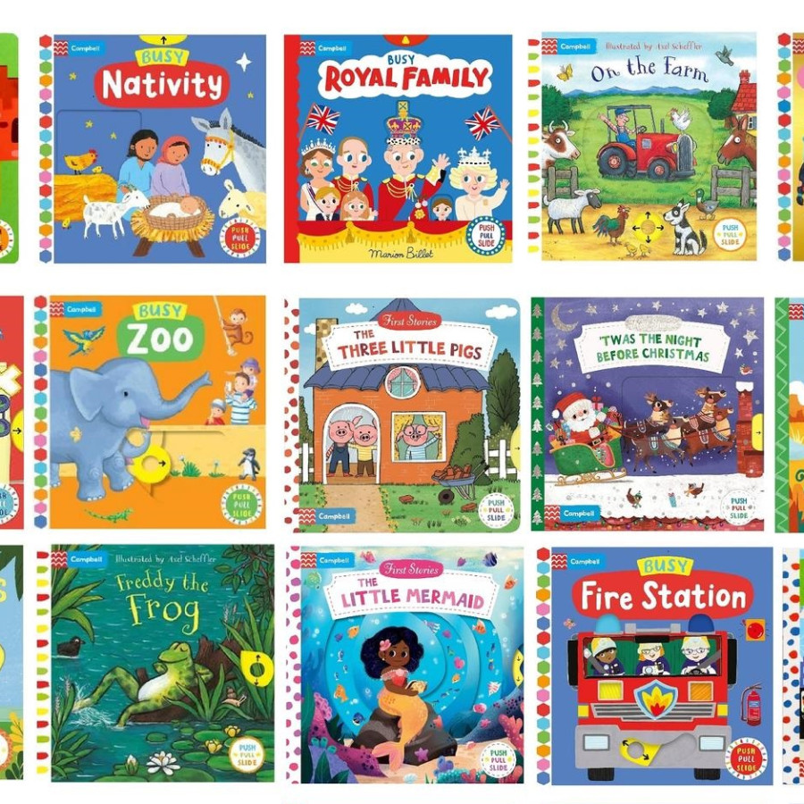 Busy Books Interactive Push Pull Slide Board Book Buku Anak - utama