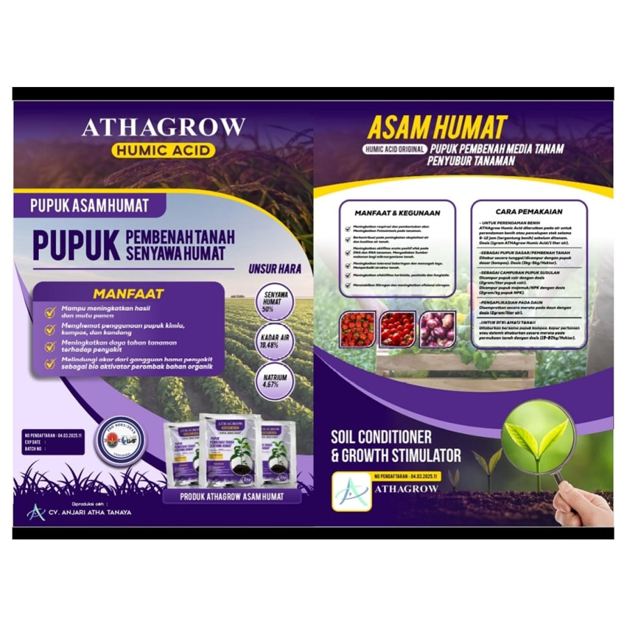 ATHAgrow Pembenah Tanah Organik Senyawa Humat Kemasan 1 Kg