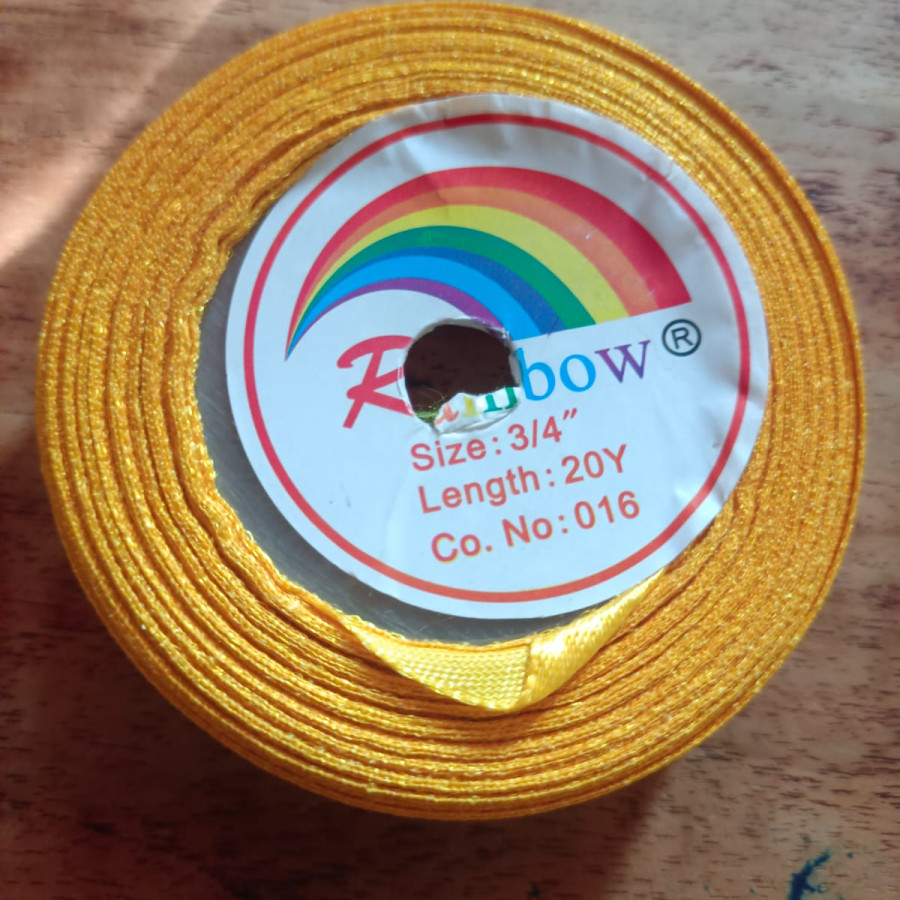 Pita Satin Rainbow 3/4" 2 cm Warna Kuning