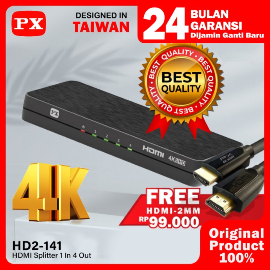 HDMI Splitter 1 input 4 output Full HD 3D 4K 4 port PX HD2-141